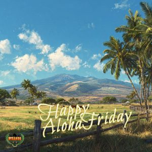 Photorealistic Hawaiian ranch landscape with high‑quality livestock fencing, grazing animals, palm trees, and Mauna Kea in the distance under a clear blue sky.