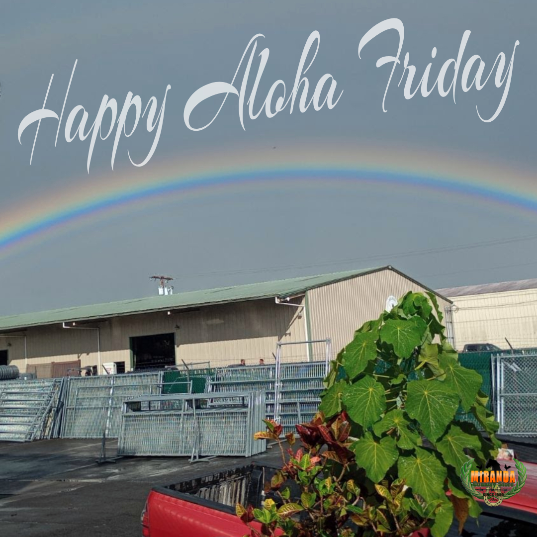 Photo of a large rainbow over Miranda Country on an Aloha Friday in Hawaii