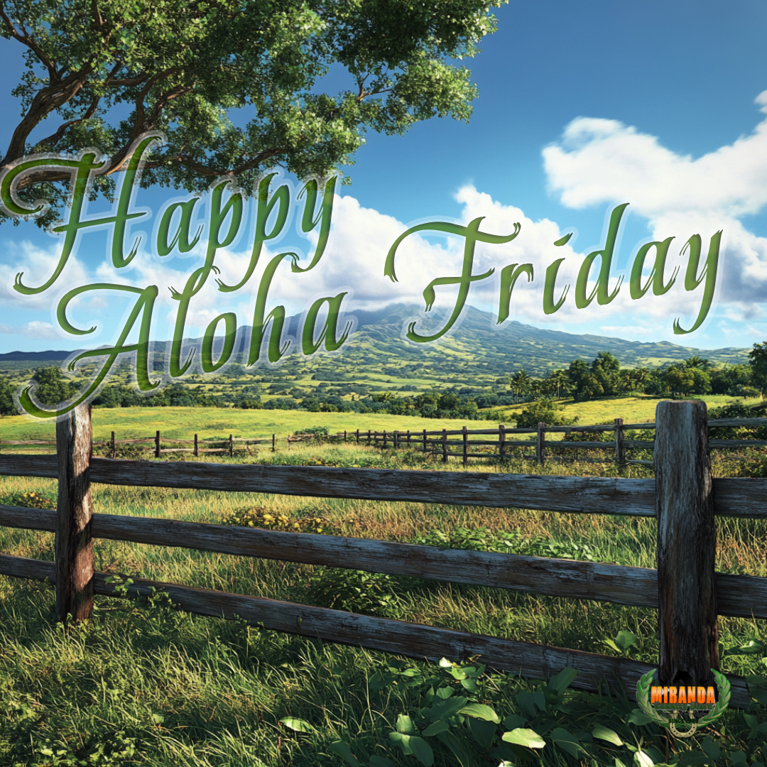 A view of rural Hawaii featuring Mauna Kea in the background, green pastures, wooden fencing, and tropical vegetation, capturing the Big Island's farm and ranch lifestyle.